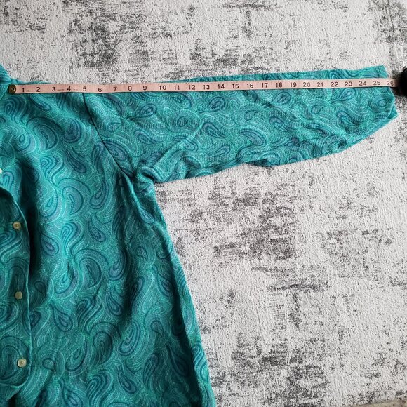 Hand made Vintage Bright Blue Paisley Blouse Top - Picture 11 of 13